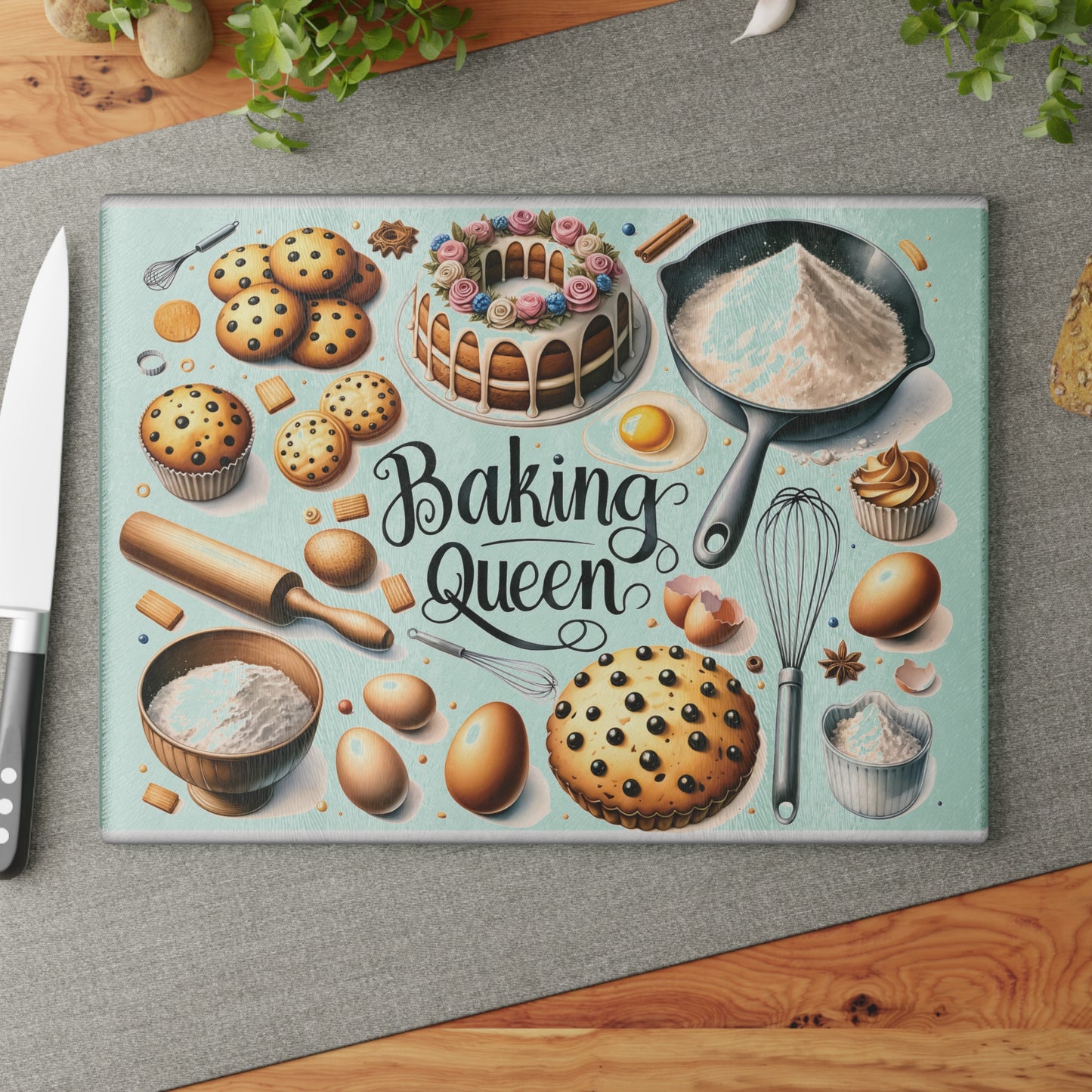 Baking Queen Glass Cutting Board