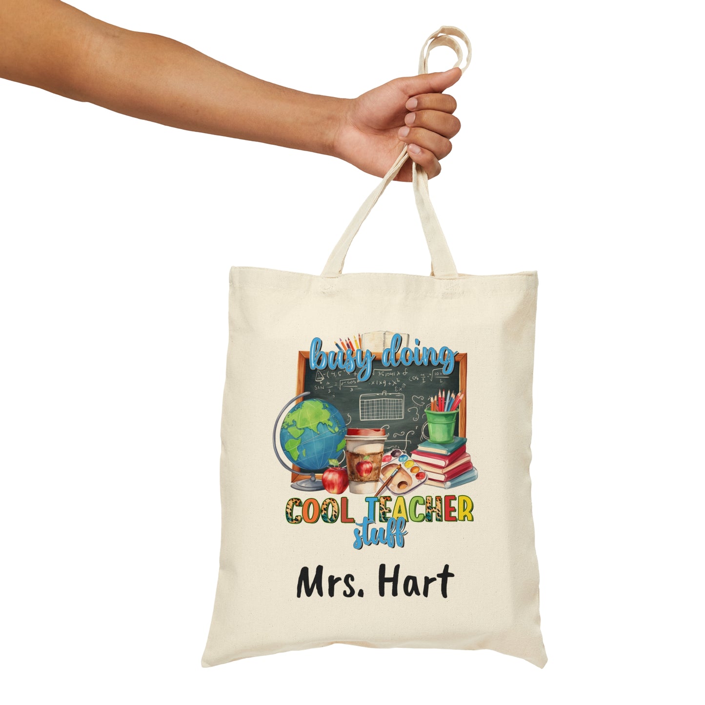 Personalized Cool Teacher Cotton Canvas Tote Bag