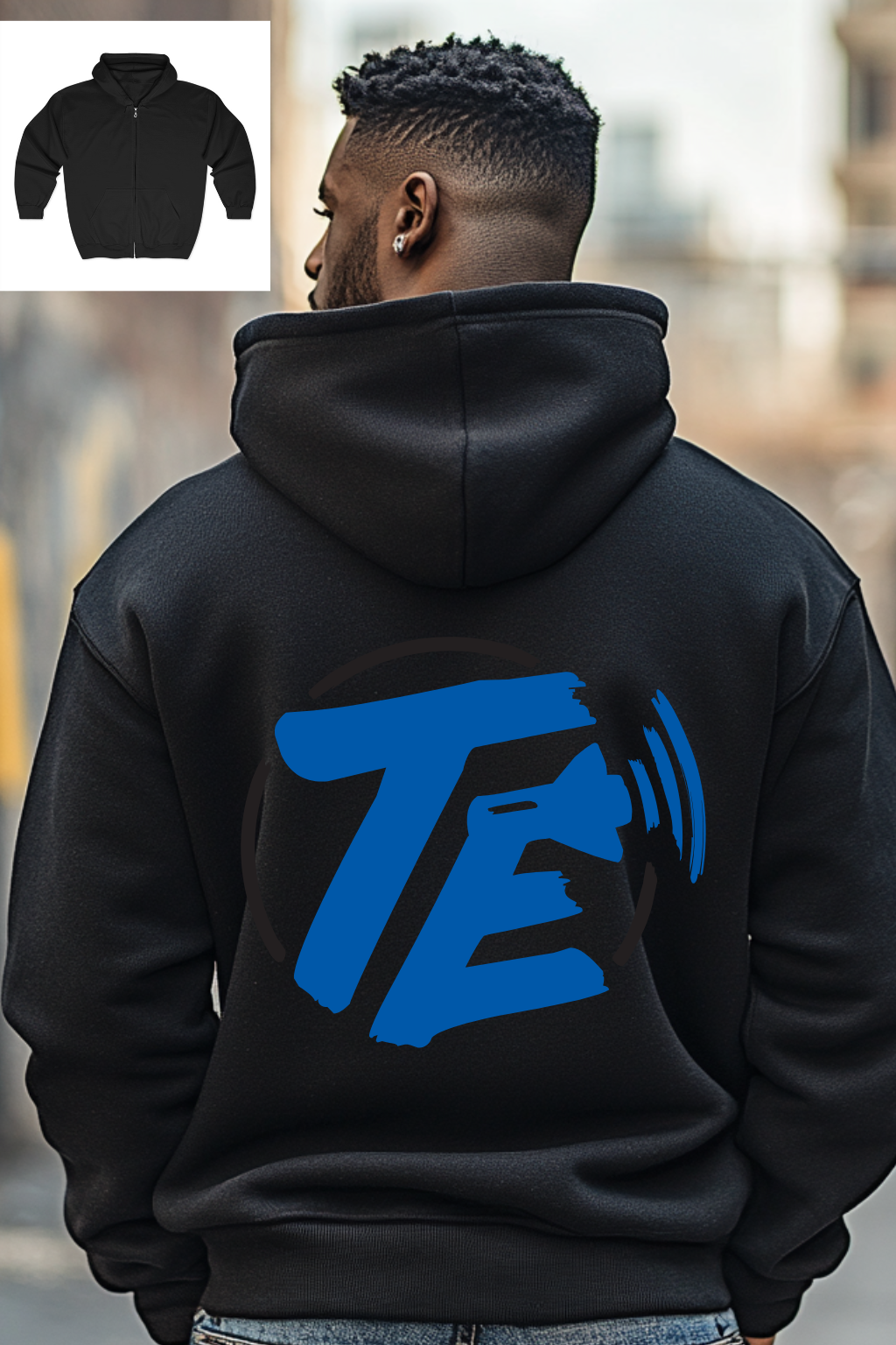TE | Unisex Full Zip Hooded Sweatshirt -Back