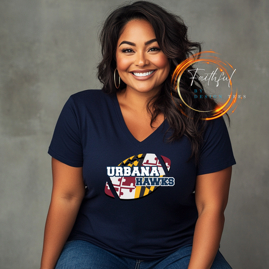 Urbana Hawks Unisex V-Neck Tee - Sporty & Casual
