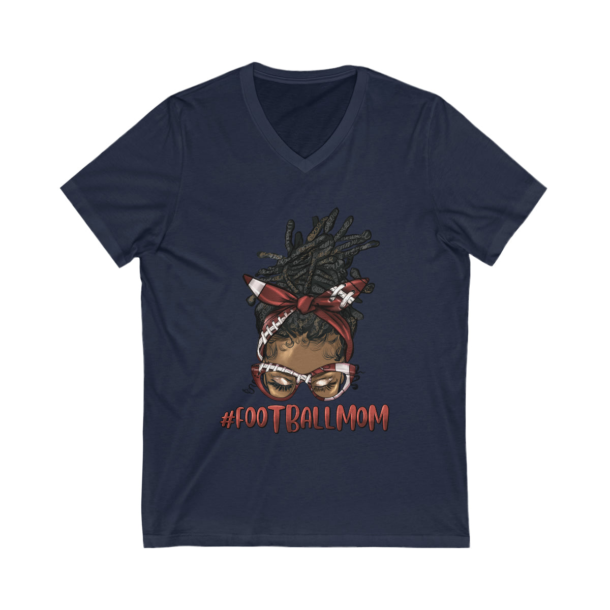 Afro Loc'd Football Mom Unisex V-Neck Shirt