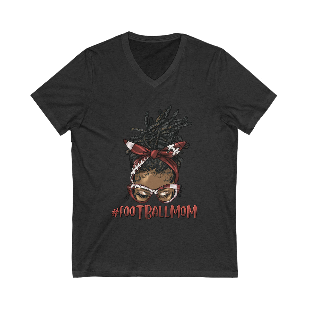 Afro Loc'd Football Mom Unisex V-Neck Shirt