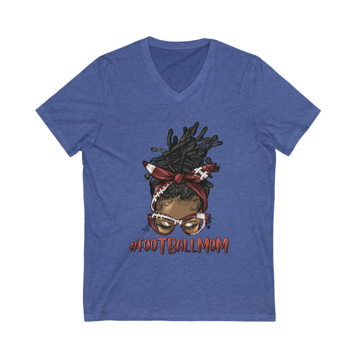 Afro Loc'd Football Mom Unisex V-Neck Shirt