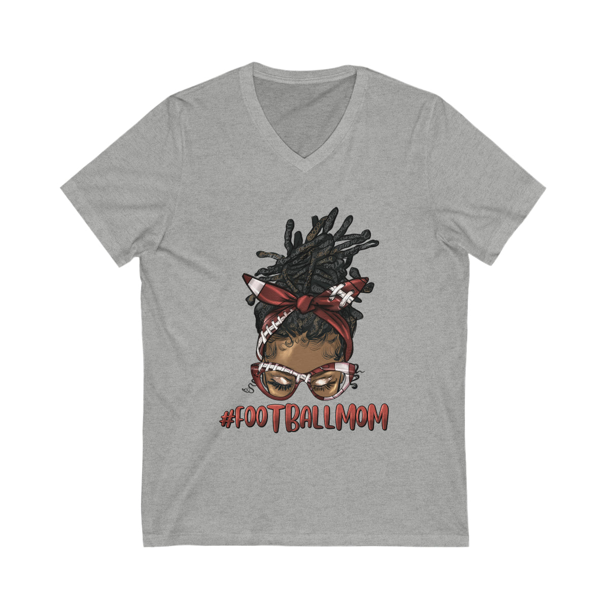 Afro Loc'd Football Mom Unisex V-Neck Shirt