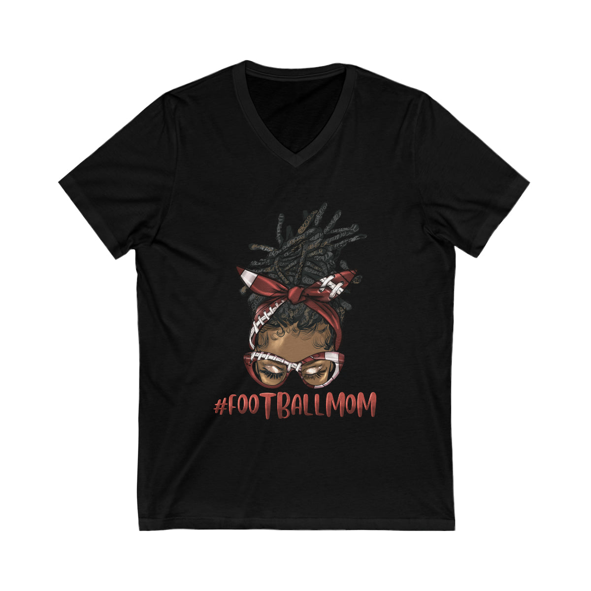 Afro Loc'd Football Mom Unisex V-Neck Shirt