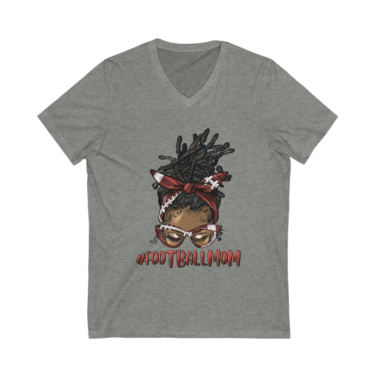 Afro Loc'd Football Mom Unisex V-Neck Shirt