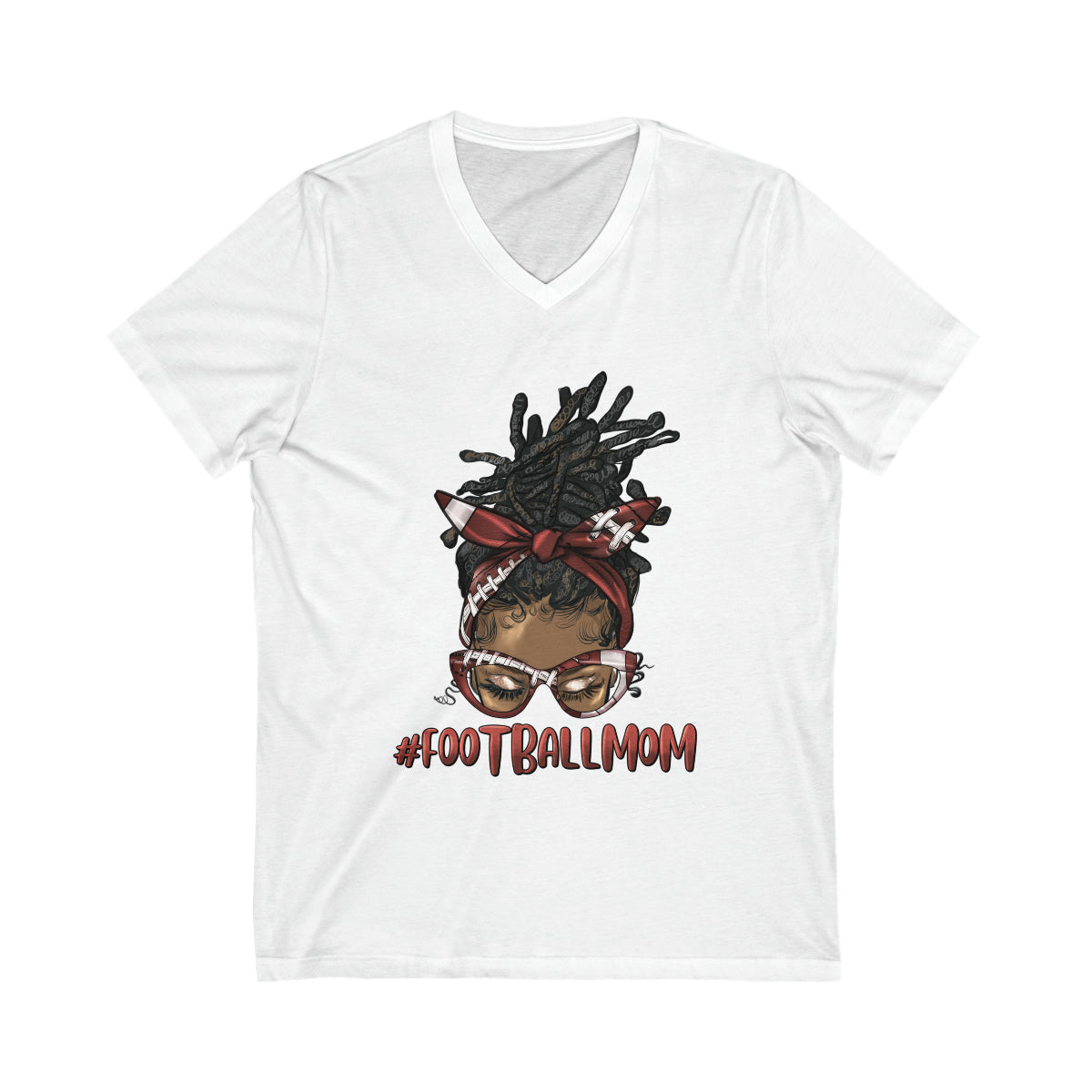 Afro Loc'd Football Mom Unisex V-Neck Shirt