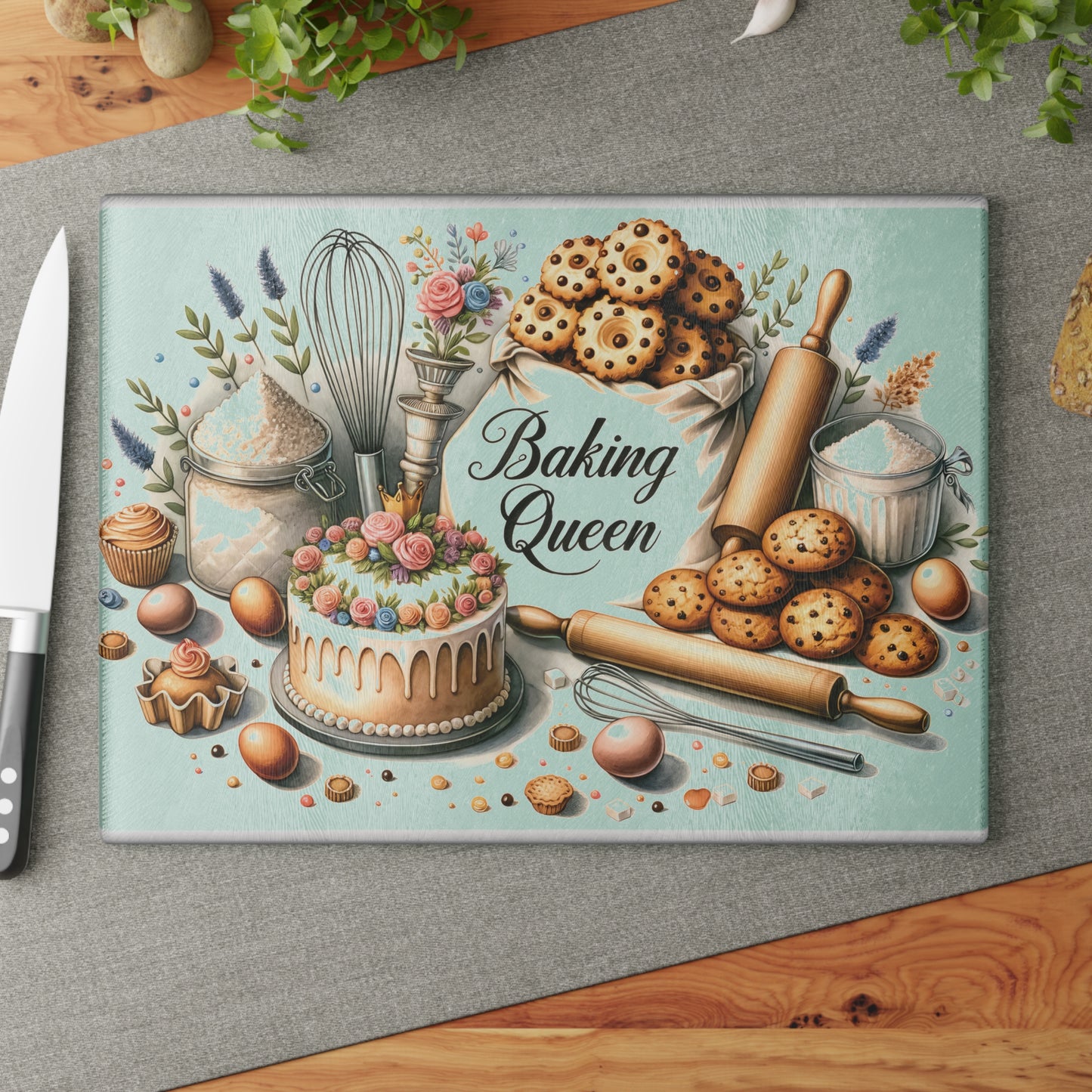 Baking Queen Glass Cutting Board