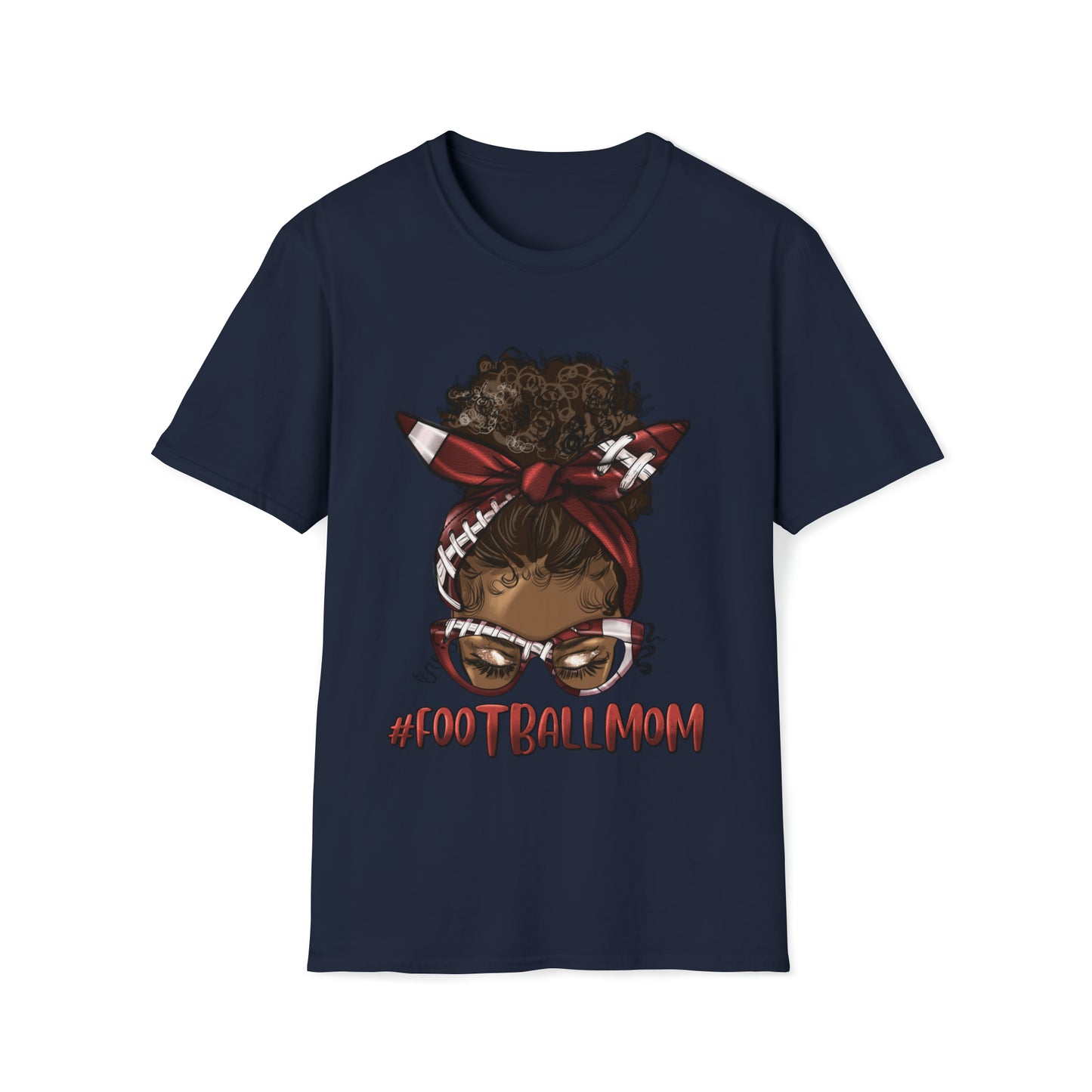 Afro Messy Bun Football Mom Unisex T-Shirt