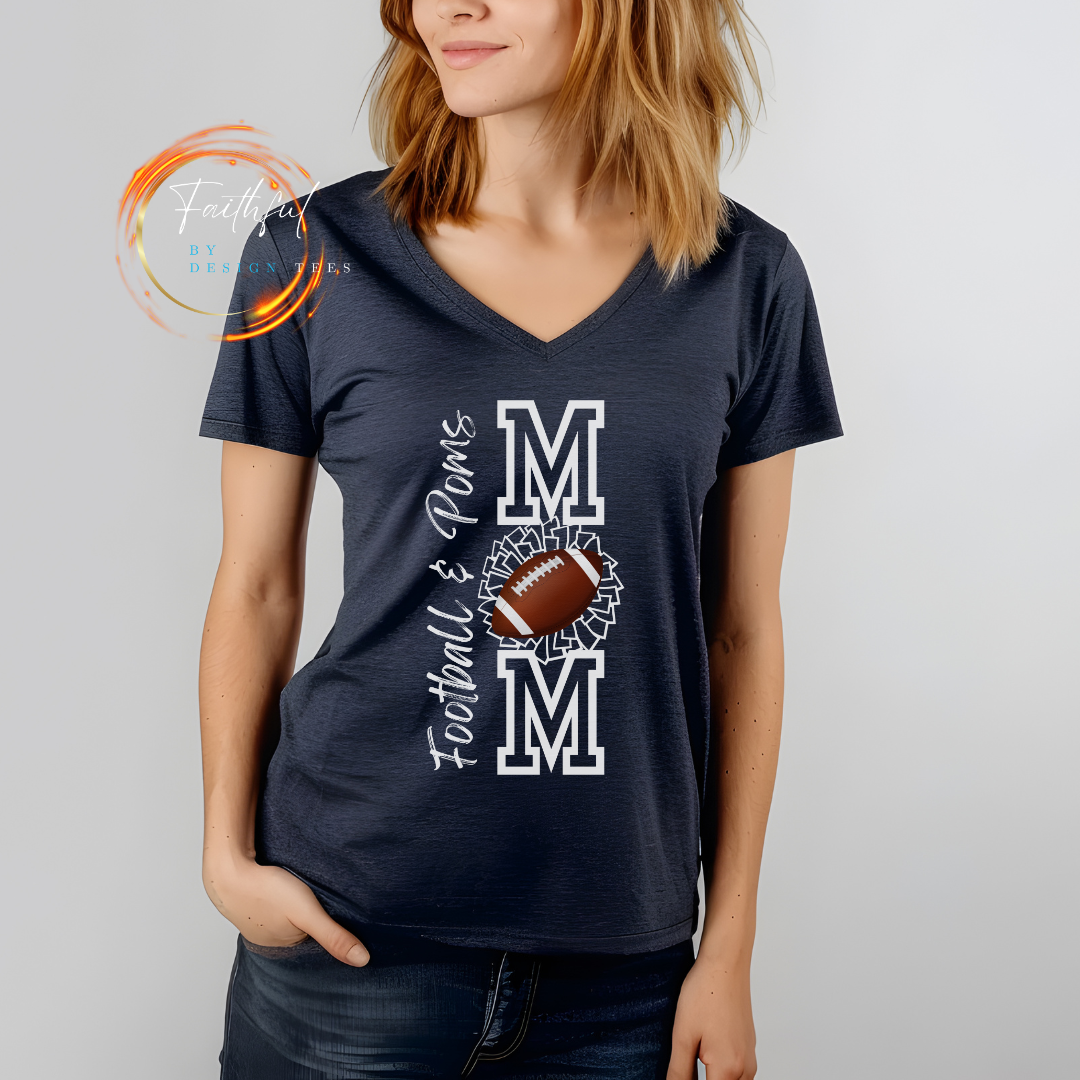 Football & Poms Short Sleeve V-Neck Tee