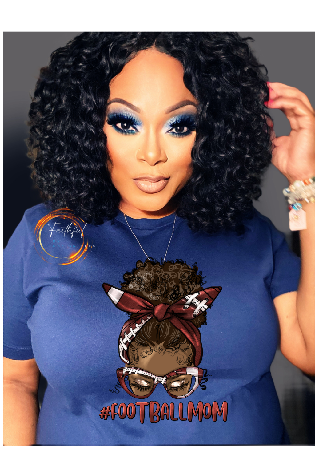 Afro Messy Bun Football Mom Unisex T-Shirt
