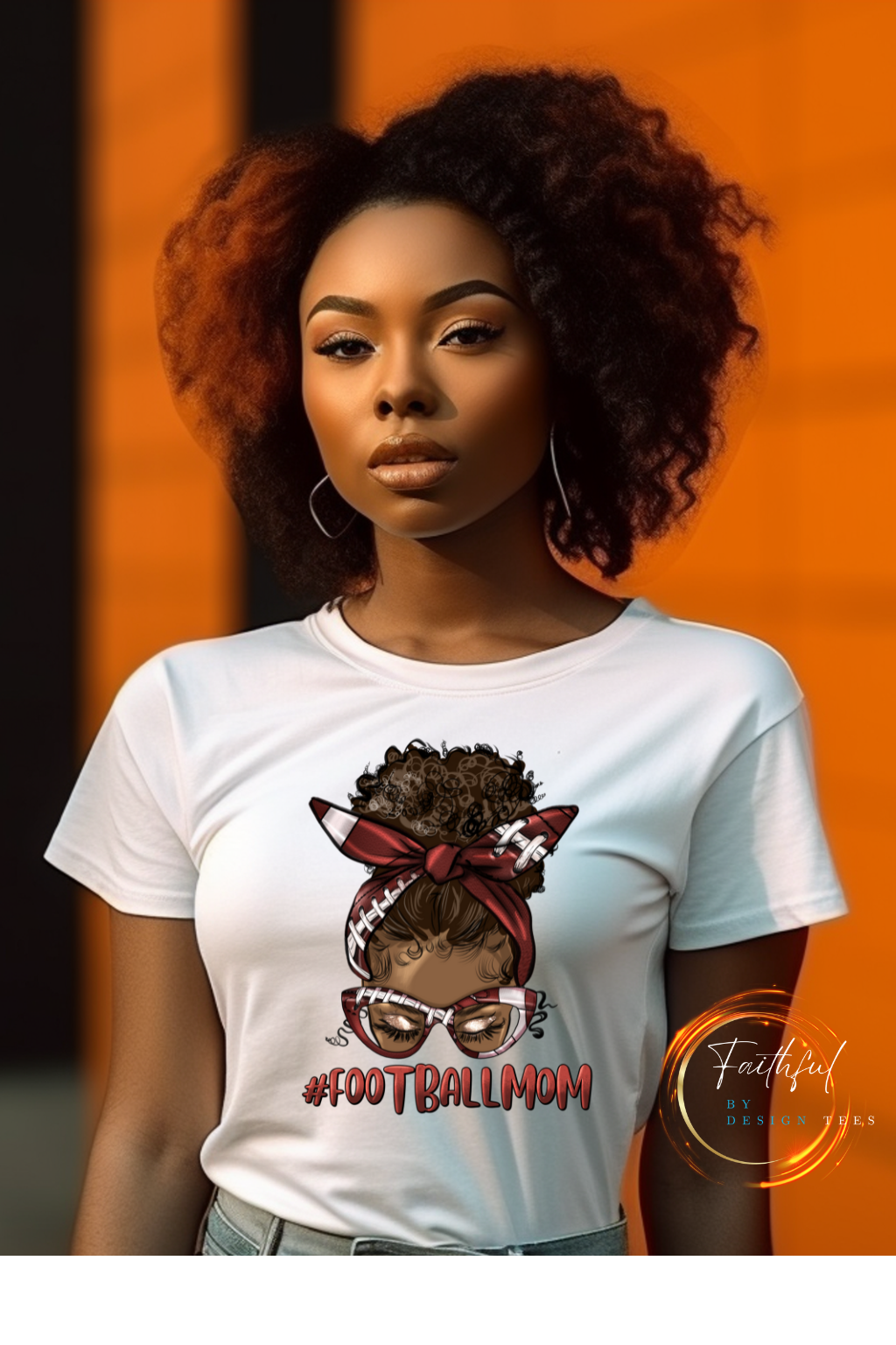 Afro Messy Bun Football Mom Unisex T-Shirt
