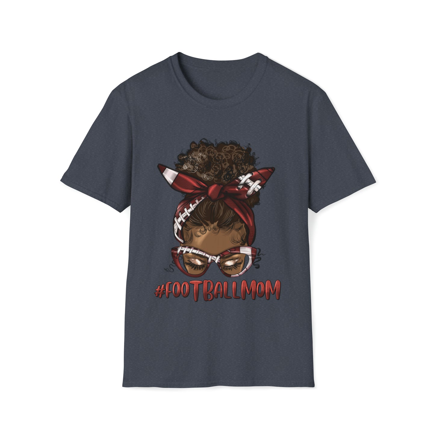 Afro Messy Bun Football Mom Unisex T-Shirt