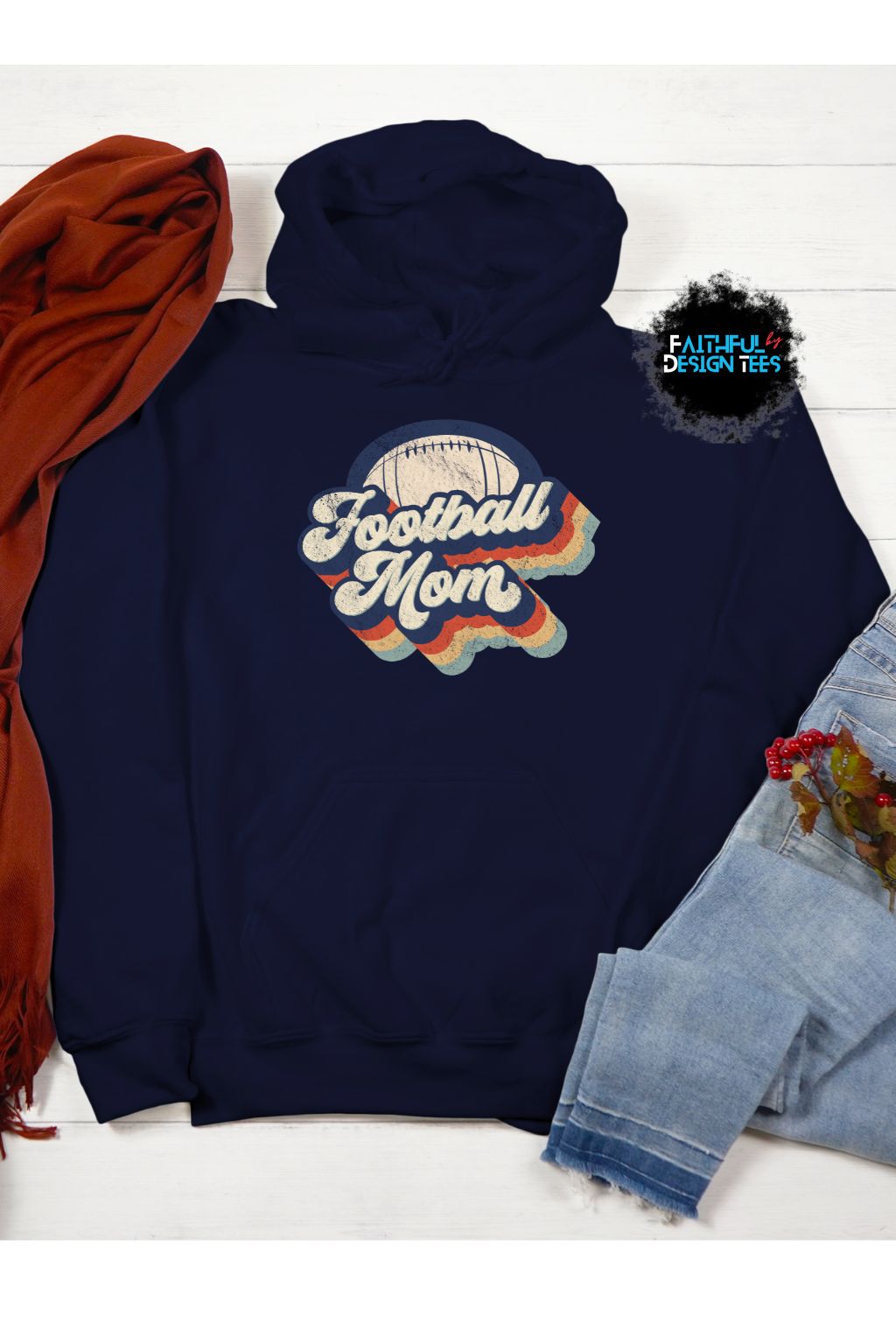 Retro Football Mom Hoodie Sweatshirt