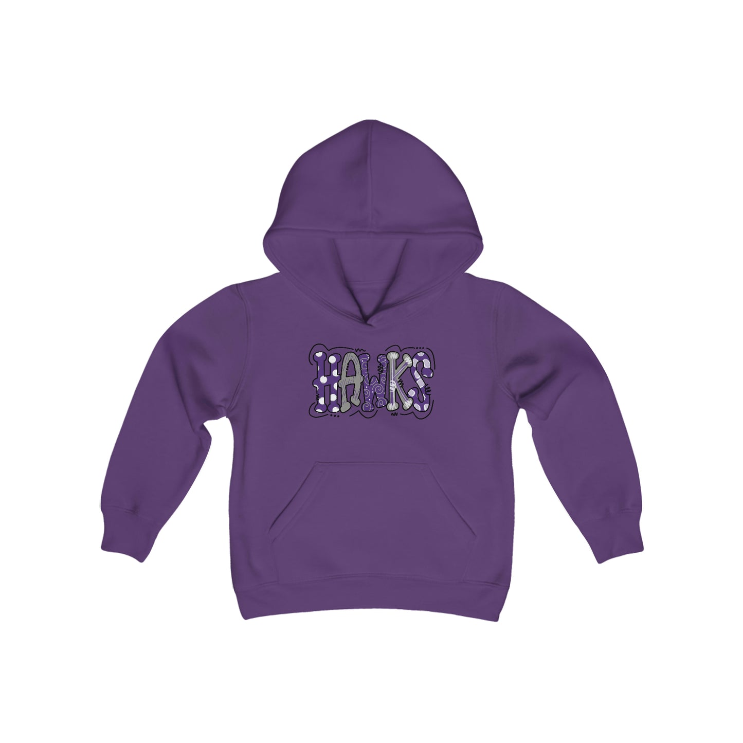 Youth Graffiti Style HAWKS Heavy Blend Hooded Sweatshirt