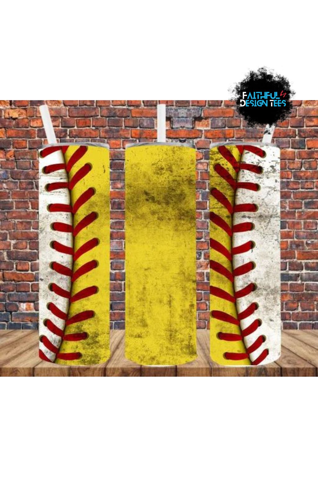 Baseball Softball Steel Skinny Tumbler With Straw 20 oz