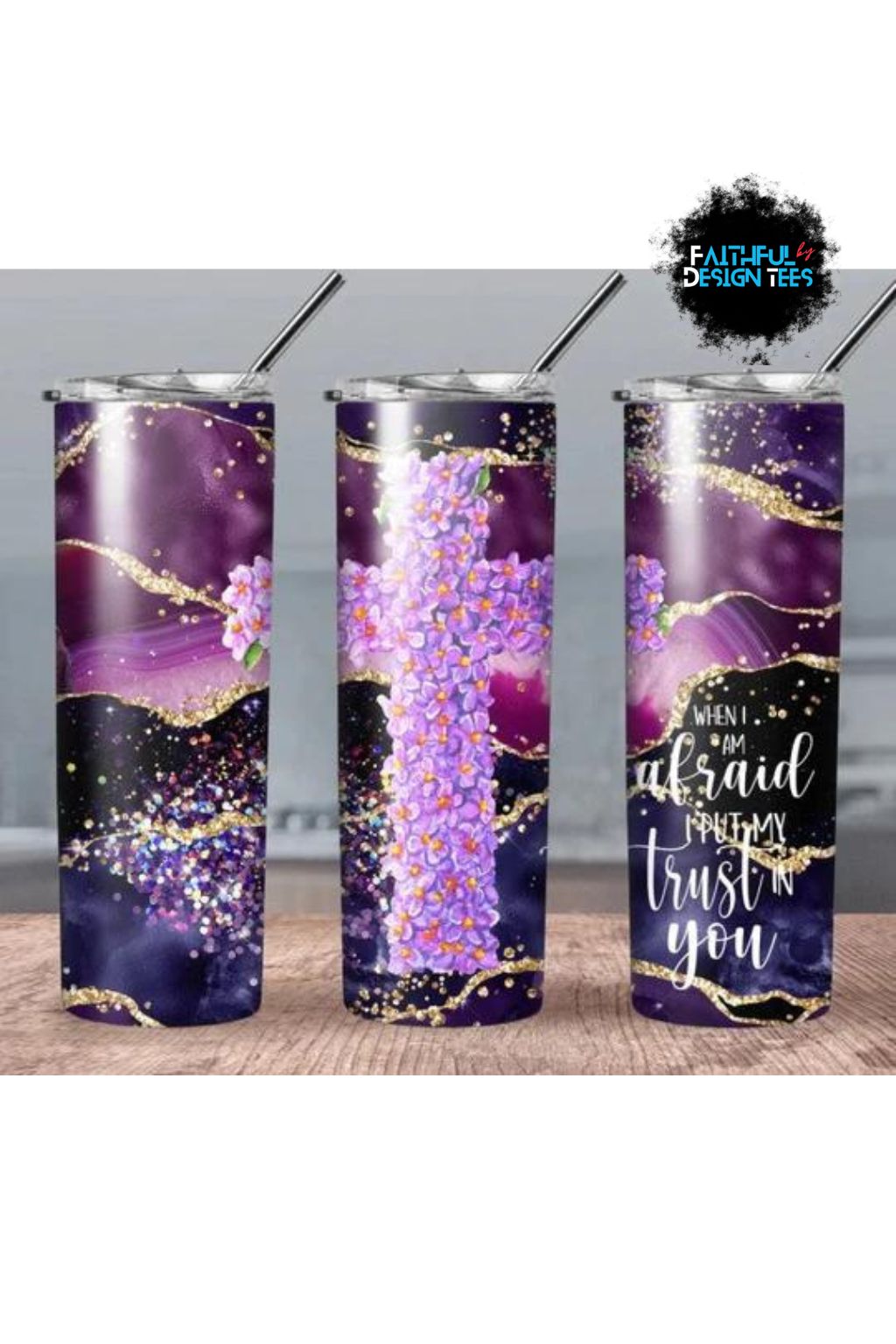 I Put My Trust in You When I am Afraid Steel Skinny Tumbler With Straw 20 oz