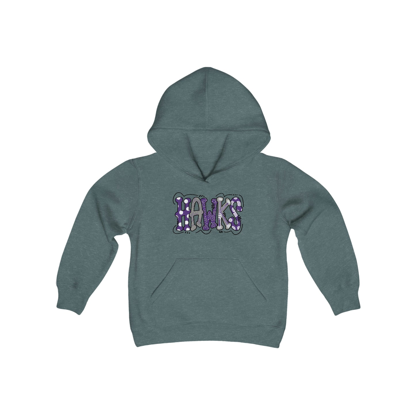 Youth Graffiti Style HAWKS Heavy Blend Hooded Sweatshirt
