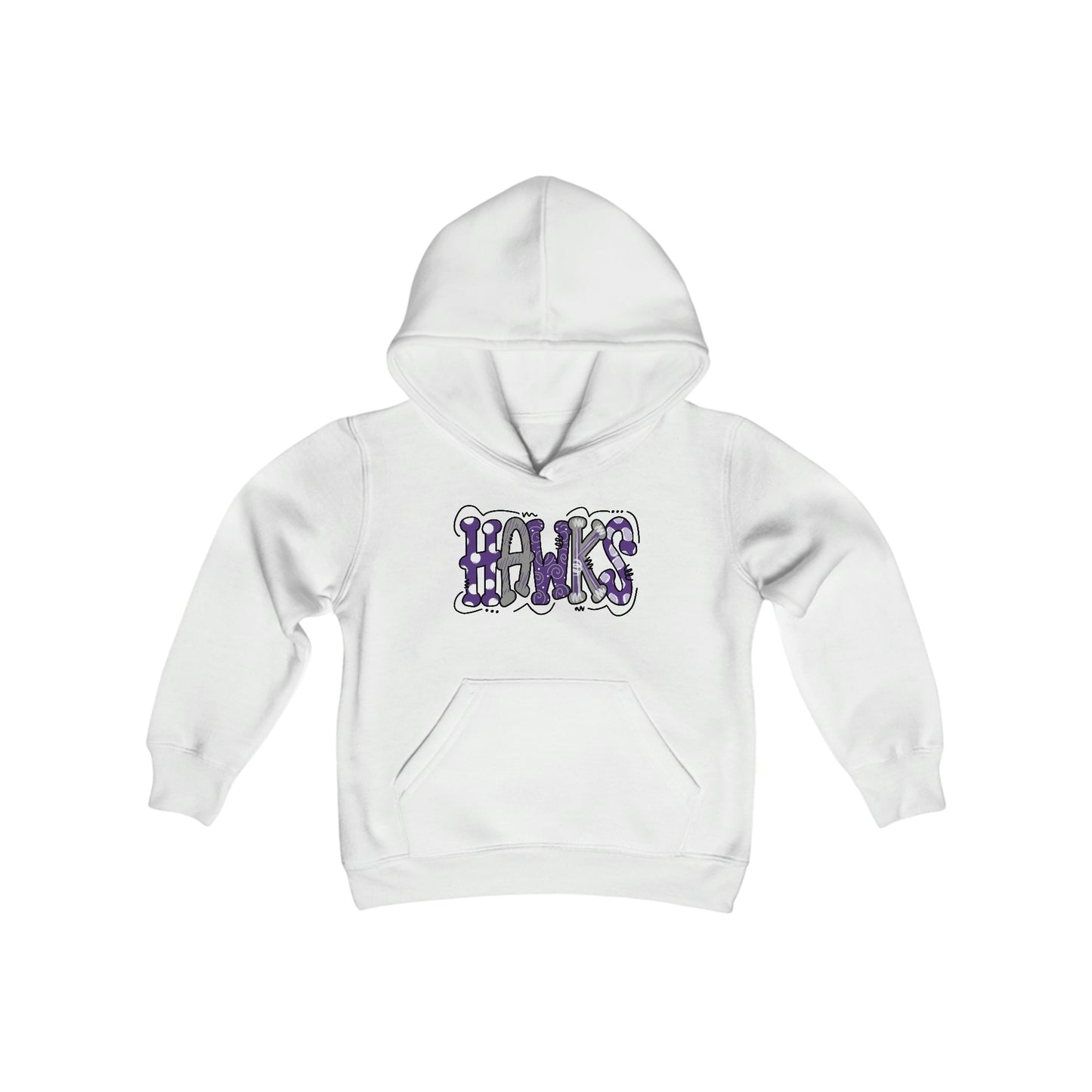 Youth Graffiti Style HAWKS Heavy Blend Hooded Sweatshirt