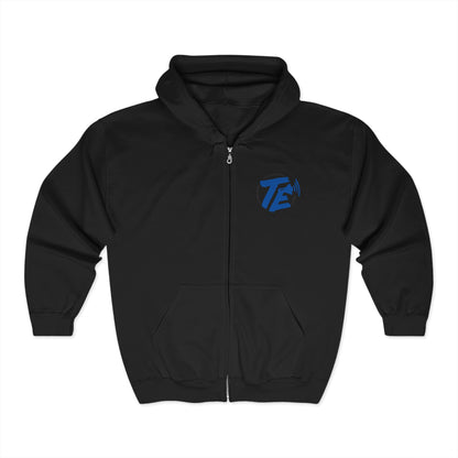 TE |  Unisex Full Zip Hooded Sweatshirt (Chest Design)