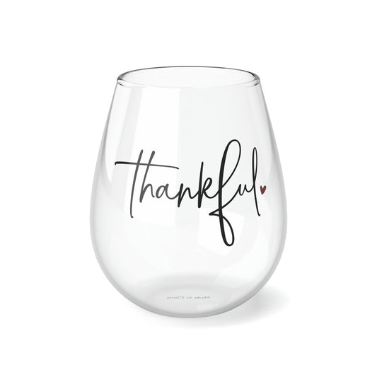 Thankful Stemless Wine Glass