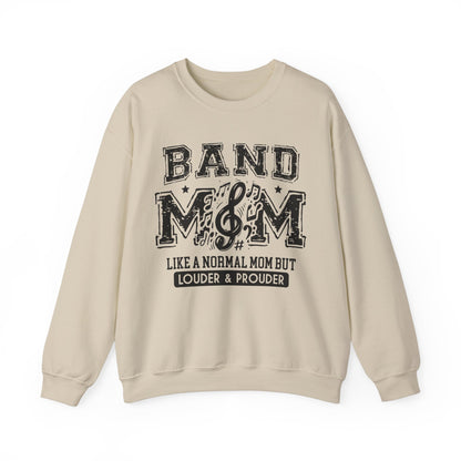 band mom like a normal but louder and prouder sand colored crew sweatshirt