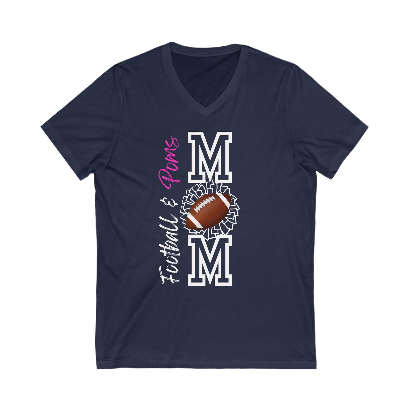 Football & Poms Short Sleeve V-Neck Tee (Pink)