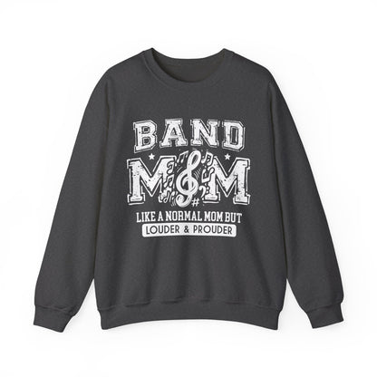 band mom like a normal but louder and prouder dark grey heather crew sweatshirt