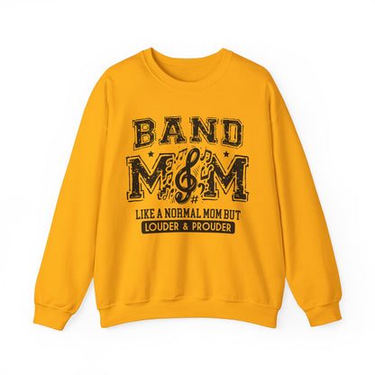 band mom like a normal but louder and prouder gold colored crew sweatshirt