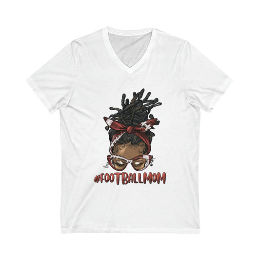 Afro Loc'd Football Mom Unisex V-Neck Shirt