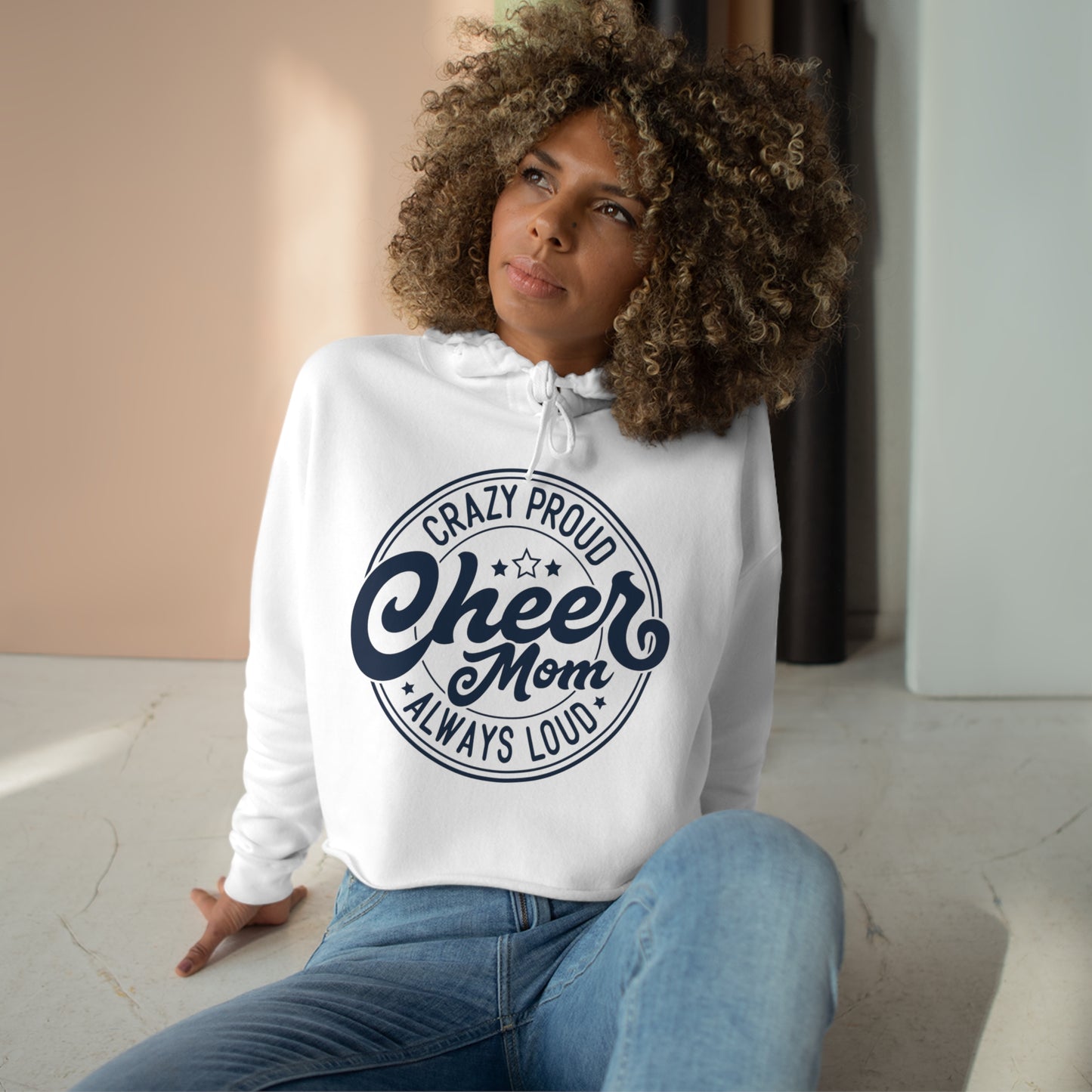 Crazy Proud Cheer Mom Crop Hoodie