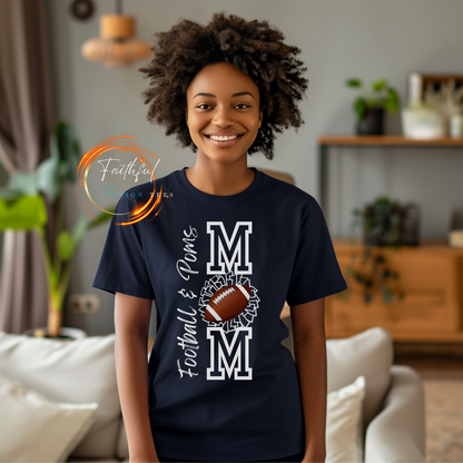 Football & Poms Mom Shirt