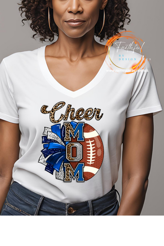 Football Cheer Mom V-Neck Shirt