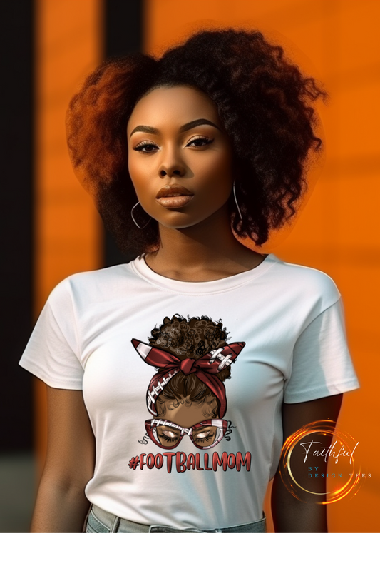 Afro Messy Bun Football Mom Unisex T-Shirt