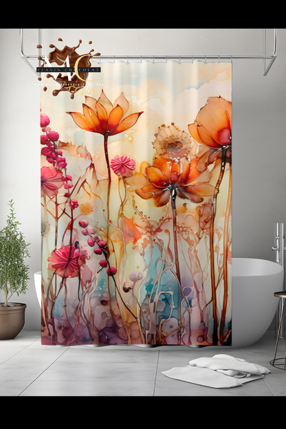 Shabby Chic Flower Shower Curtain