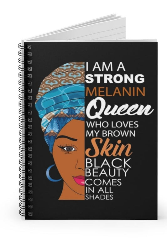 i am a strong melanin lined notebook