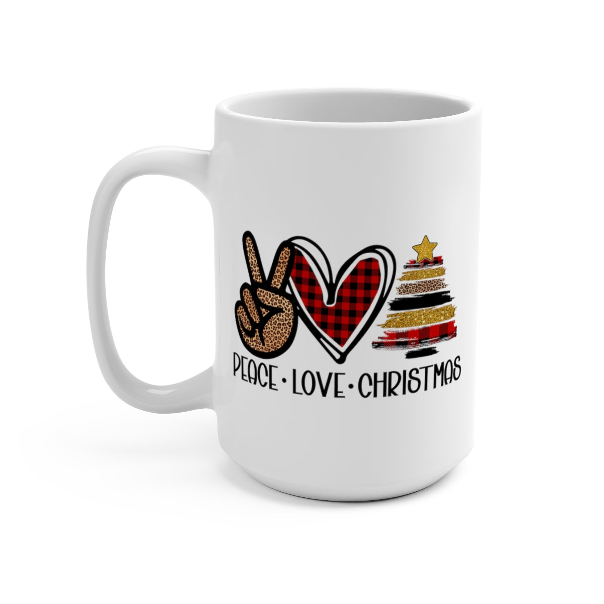 Peace Love Christmas Coffee Mug - 15oz.