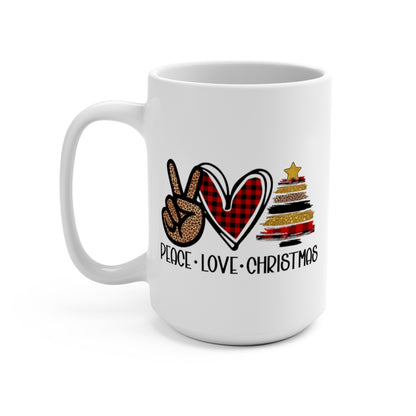 Peace Love Christmas Coffee Mug - 15oz.