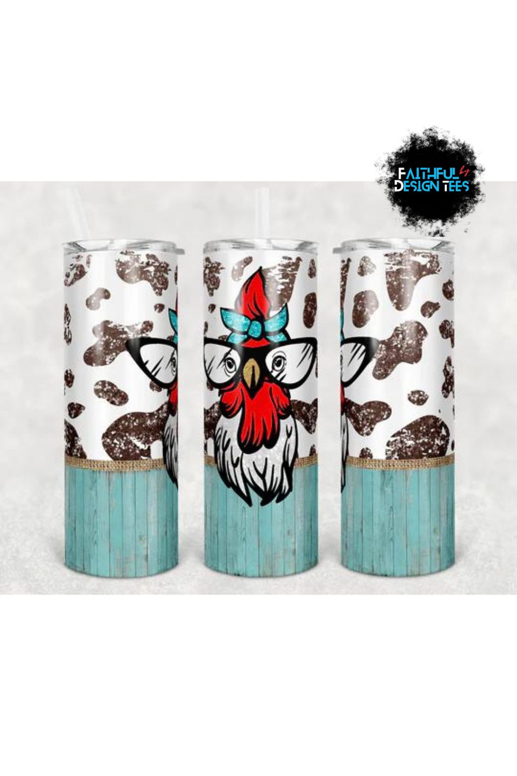 Country Chicken Steel Skinny Tumbler With Straw 20 oz