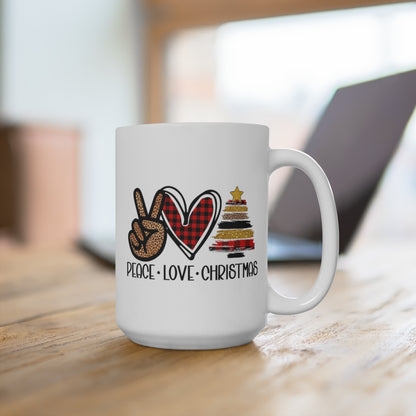 Peace Love Christmas Coffee Mug - 15oz.