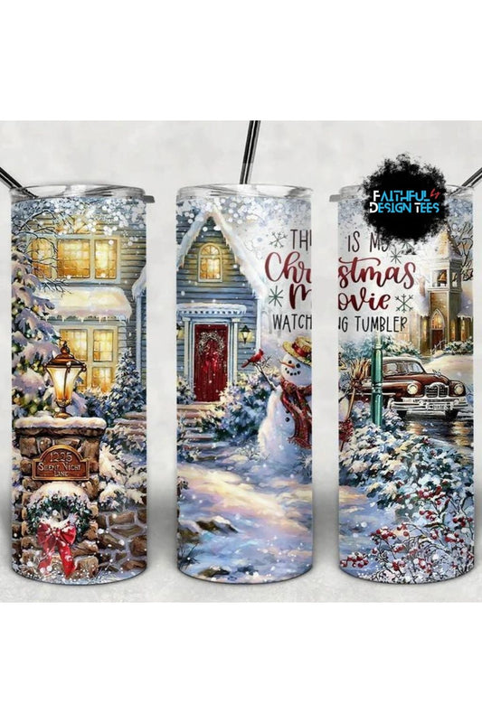 This is My Christmas Movie Watching Steel Skinny Tumbler With Straw 20 oz