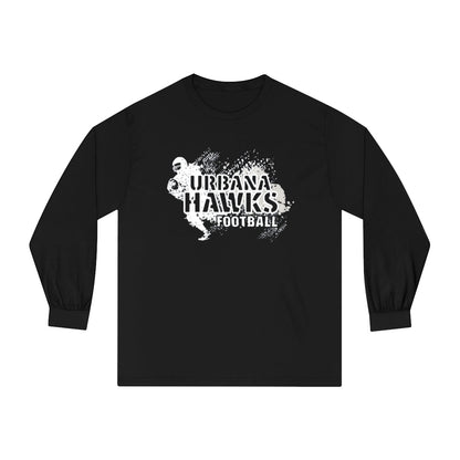 Urbana Hawks Football Distressed Long Sleeve Shirt | Black Edition