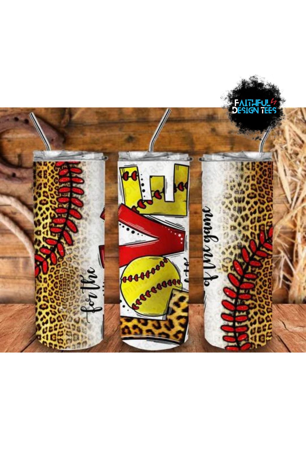 For the Love of the Softball Game Steel Skinny Tumbler With Straw 20 oz