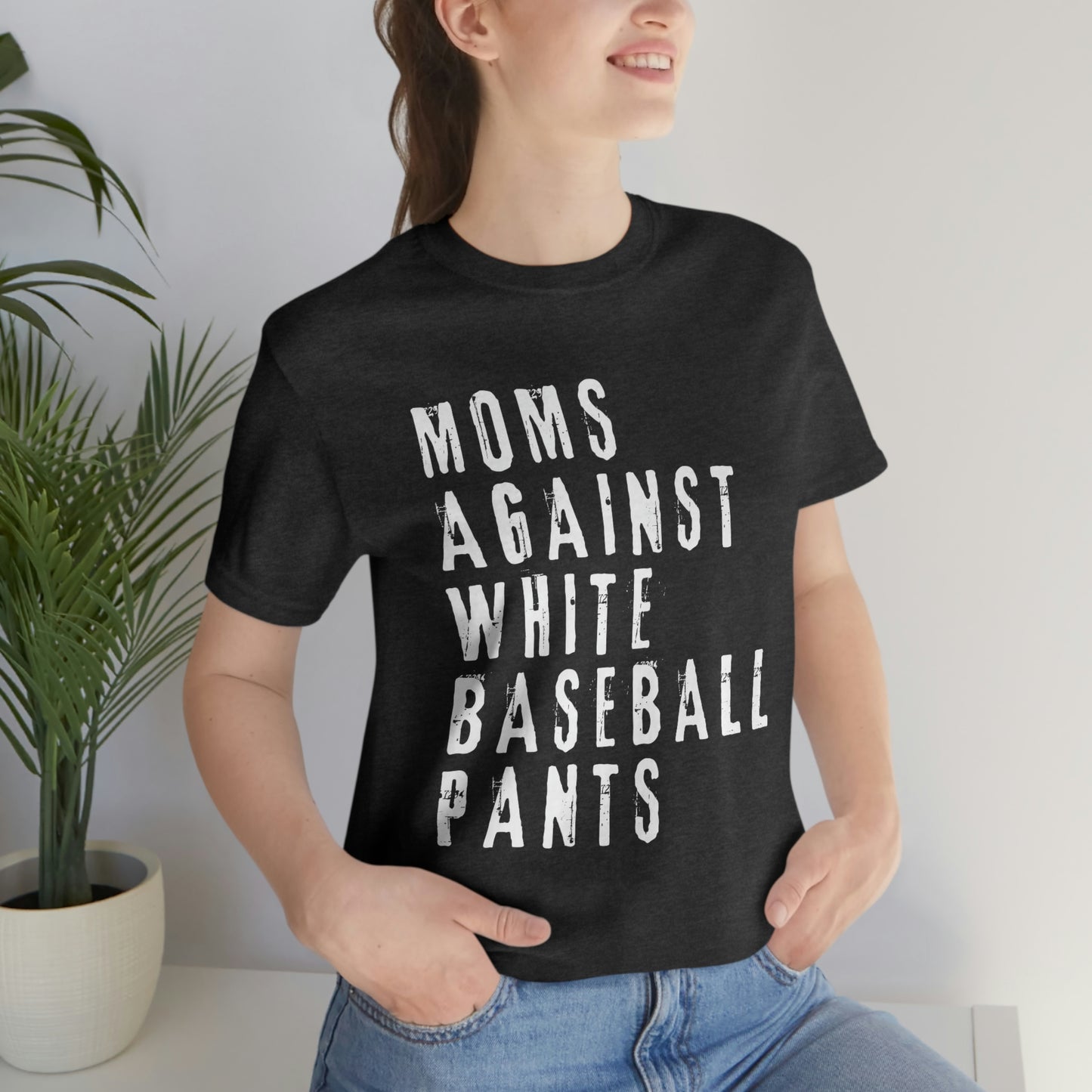 Moms Against White Baseball Pants Tee